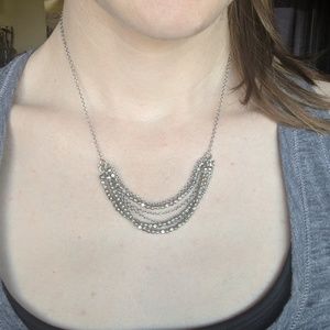 Silver tone layer necklace